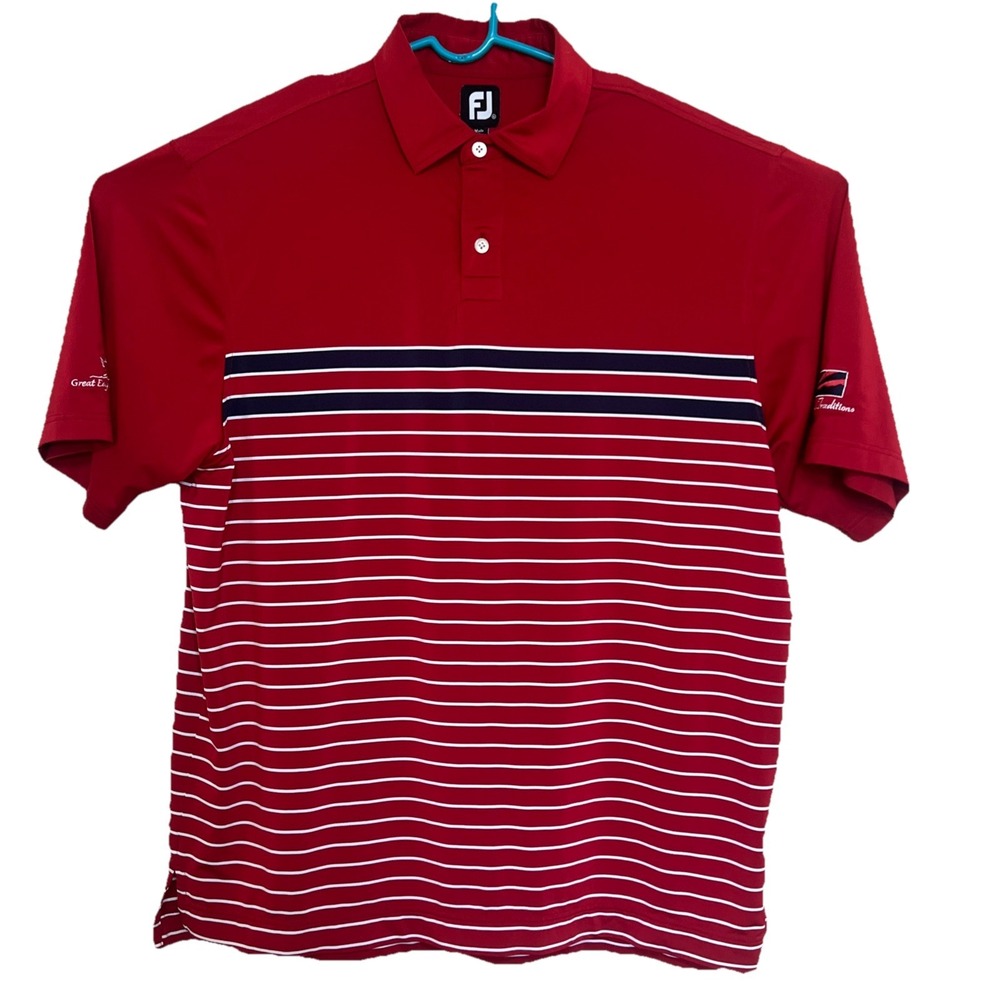Foot Joy Polo Shirt XLarge Red Striped Great Eagle Golf Club Arizona Traditions